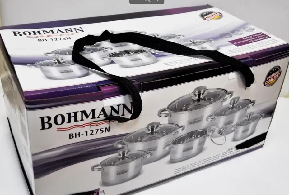 Набір каструль Bohmann BH-1275N, 6 шт. з кришками, нержавіюча сталь 18/10, для індукції