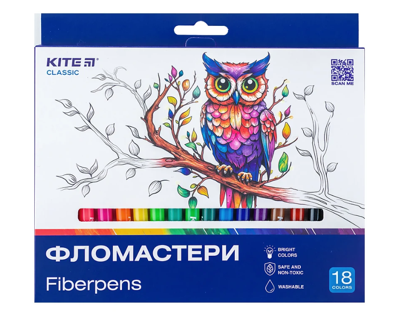 Фломастери Kite Classic K-448, 18 кольорів