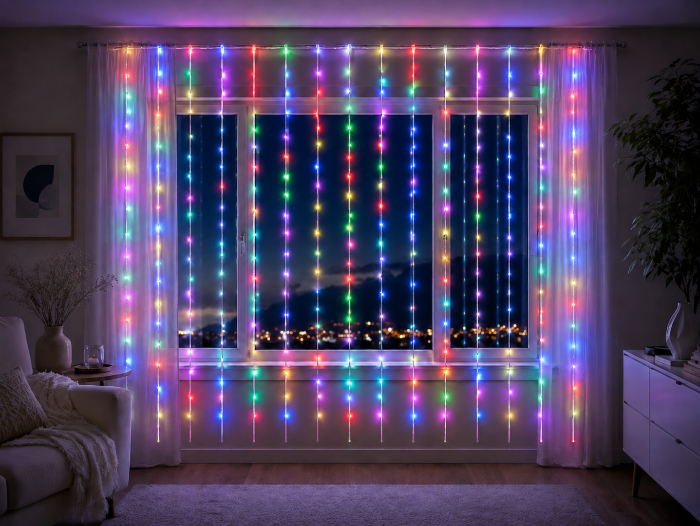 Гірлянда-штора 500 LED RGB 3х2 м для динамічного святкового оформлення фасадів