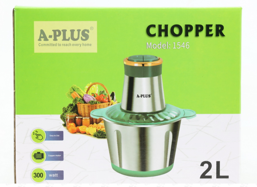 Електричний подрібнювач A-Plus 1546 G, 300 Вт, чаша з нержавіючої сталі 2 л, 2 швидкості